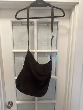 Rough & Tumble Dark Brown Suede Crossbody Hobo Bag